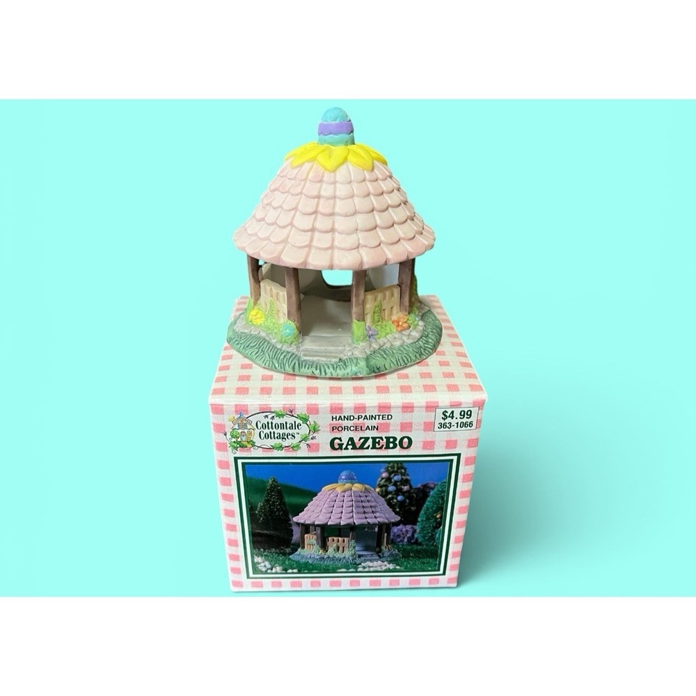 1997 Cottontale Cottages Gazebo Hand-painted Porcelain Multicolor Vintage Box